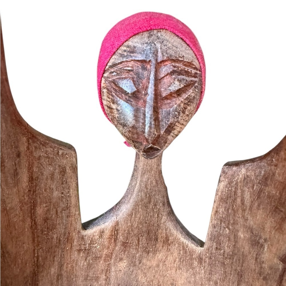 Hand Carved African Women Wood Sculpture Pencil Holder Folk Art Mozambique Style - Picture 13 of 14